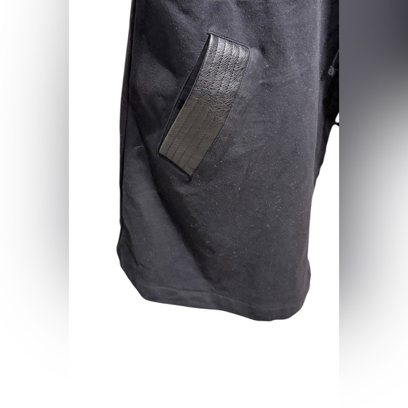 Blanc Noir Open Front Hooded Jacket With Faux Leather Accents in Black Size XL - Picture 6 of 10